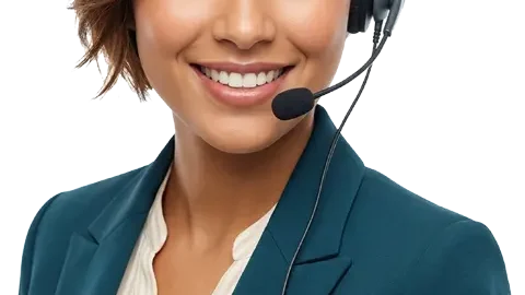 Female IT support specialist wearing headset providing customer support