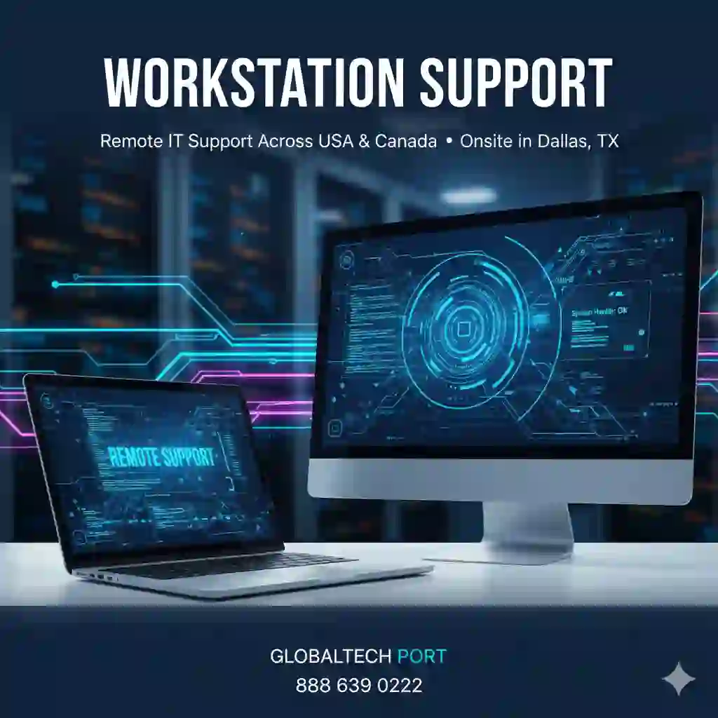 Workstation support services in Dallas and remote IT help for USA and Canada by GlobalTech Port
